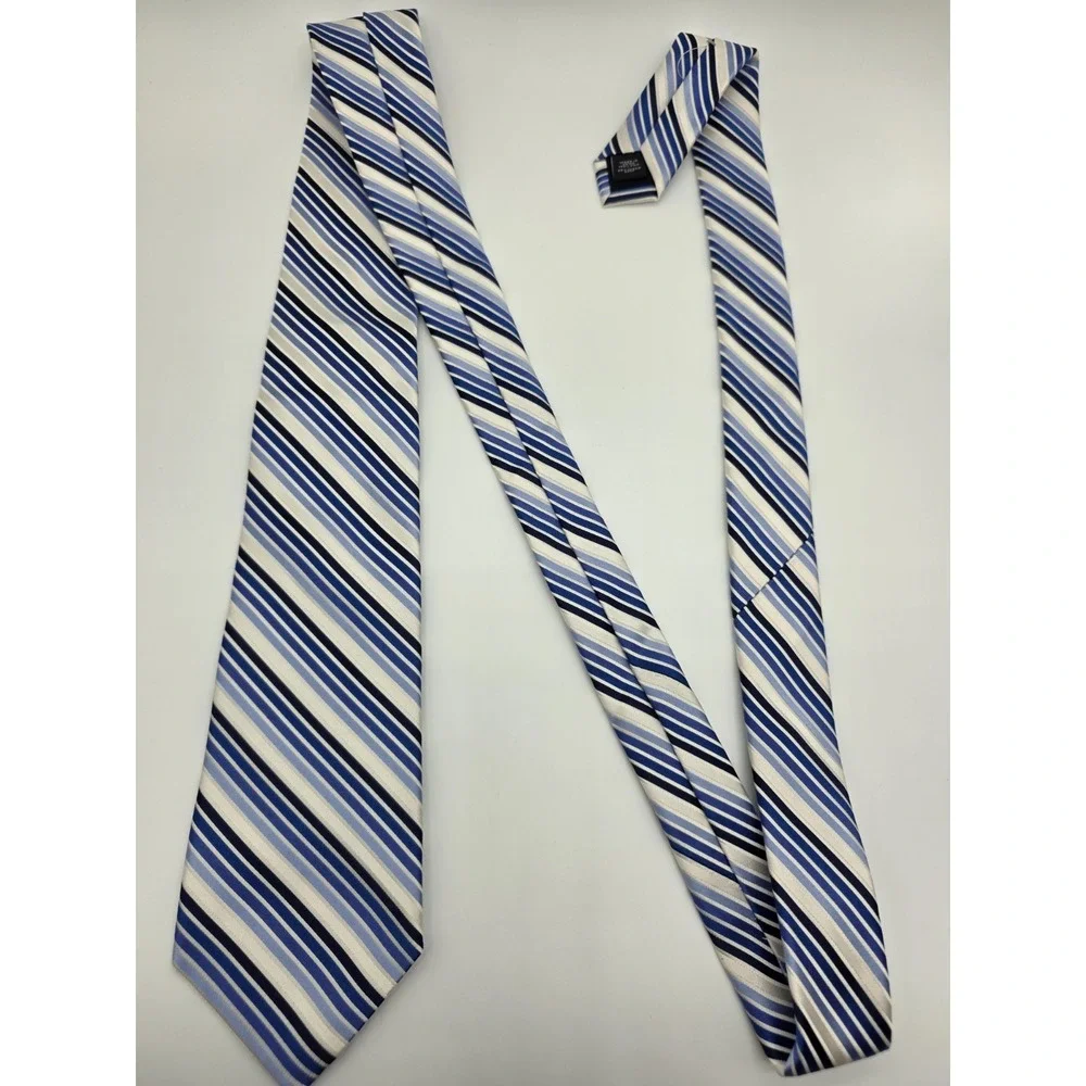 Express Men's Silk Blue White Striped Necktie 60